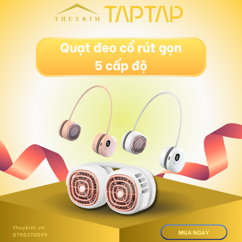 Giảm 40% Quạt đeo cổ rút gọn 5 cấp độ